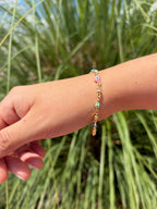 Pulsera ojito colores. Laminado en oro 14k.