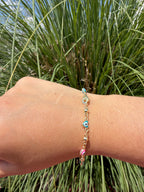 Pulsera ojito colores. Laminado en oro 14k.
