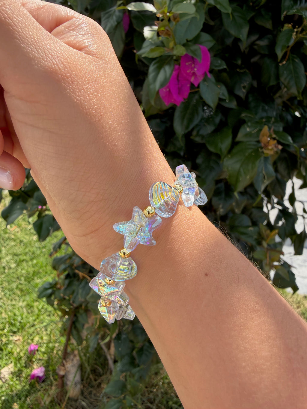 Pulsera mar. Laminado en oro 14k.