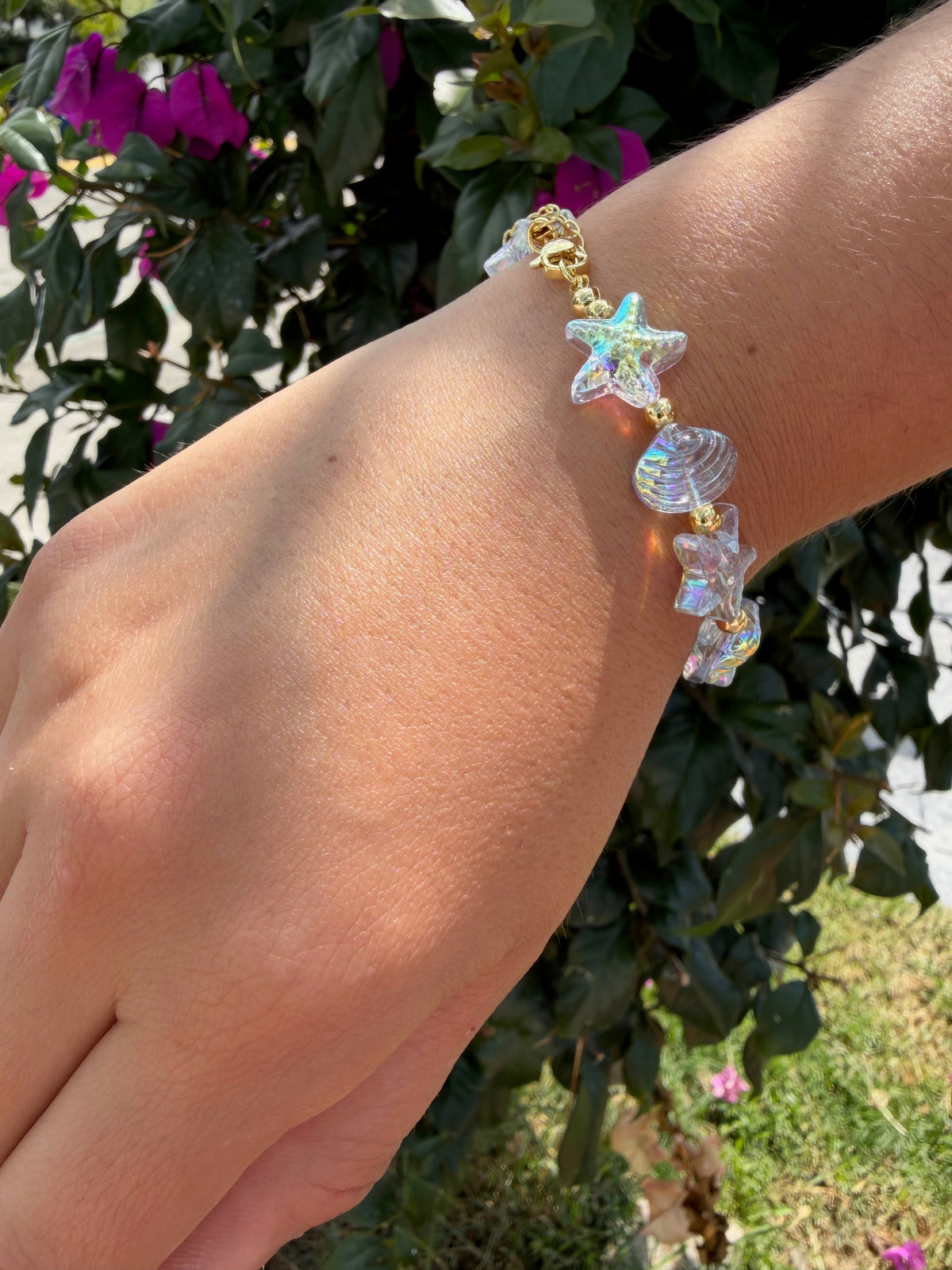 Pulsera mar. Laminado en oro 14k.