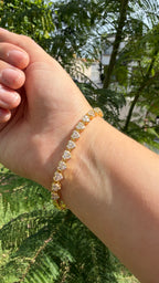 Pulsera corazones zirconia. Laminado en oro 14k