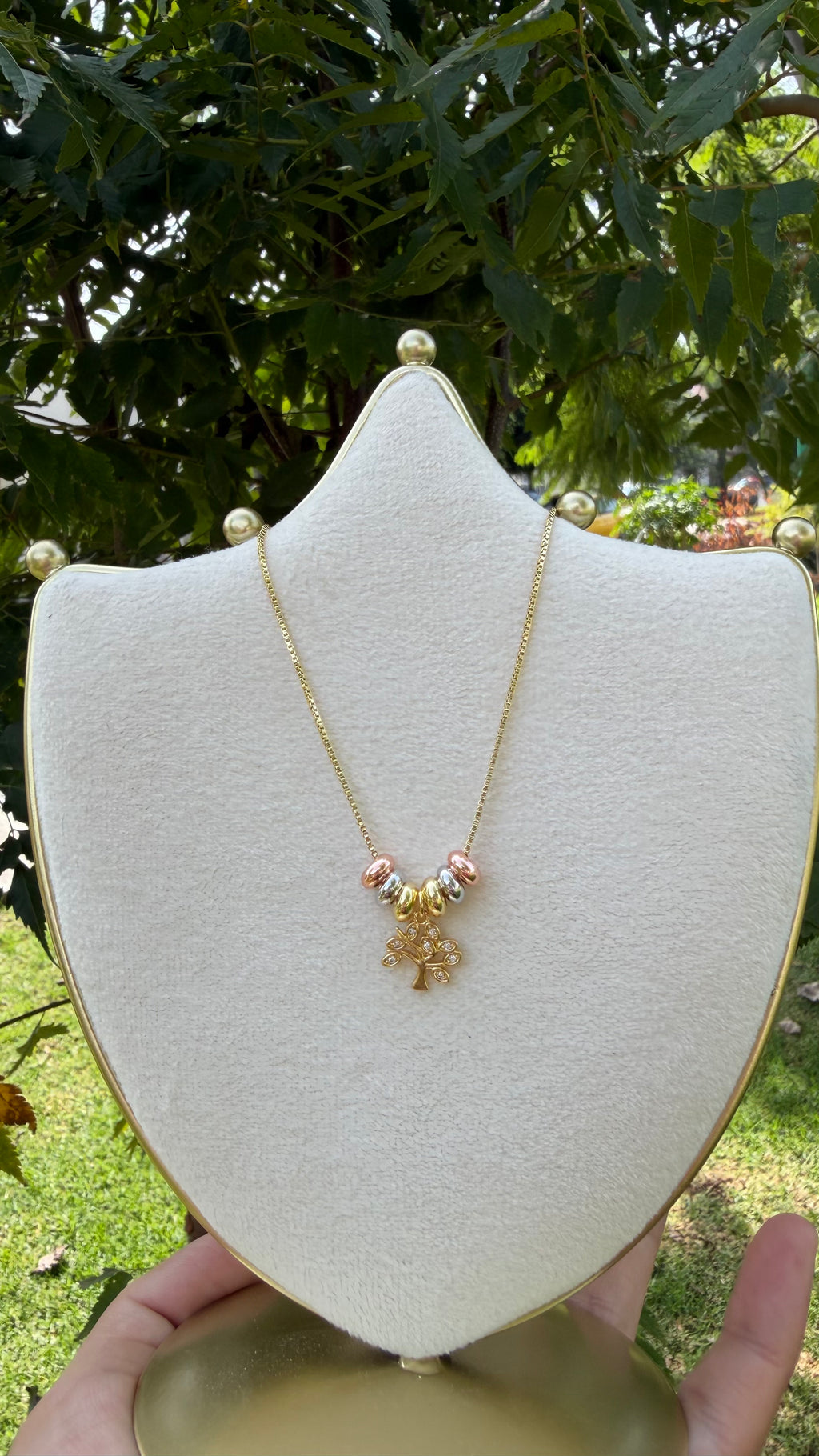 Collar árbol de la vida (mini). Laminado en oro 14k