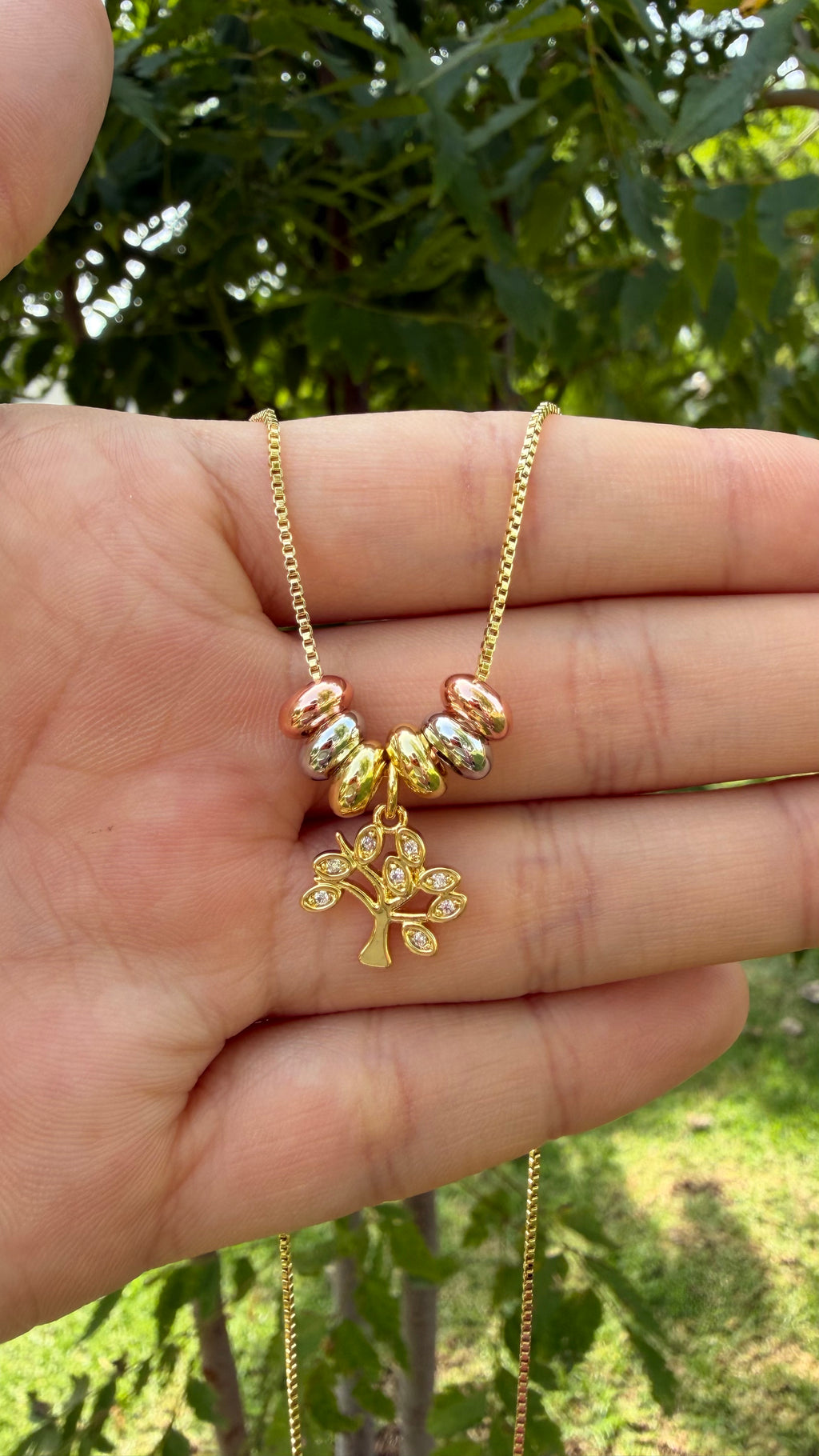 Collar árbol de la vida (mini). Laminado en oro 14k