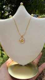 Collar marino conchita (fondo glitter). Laminado en oro 14k