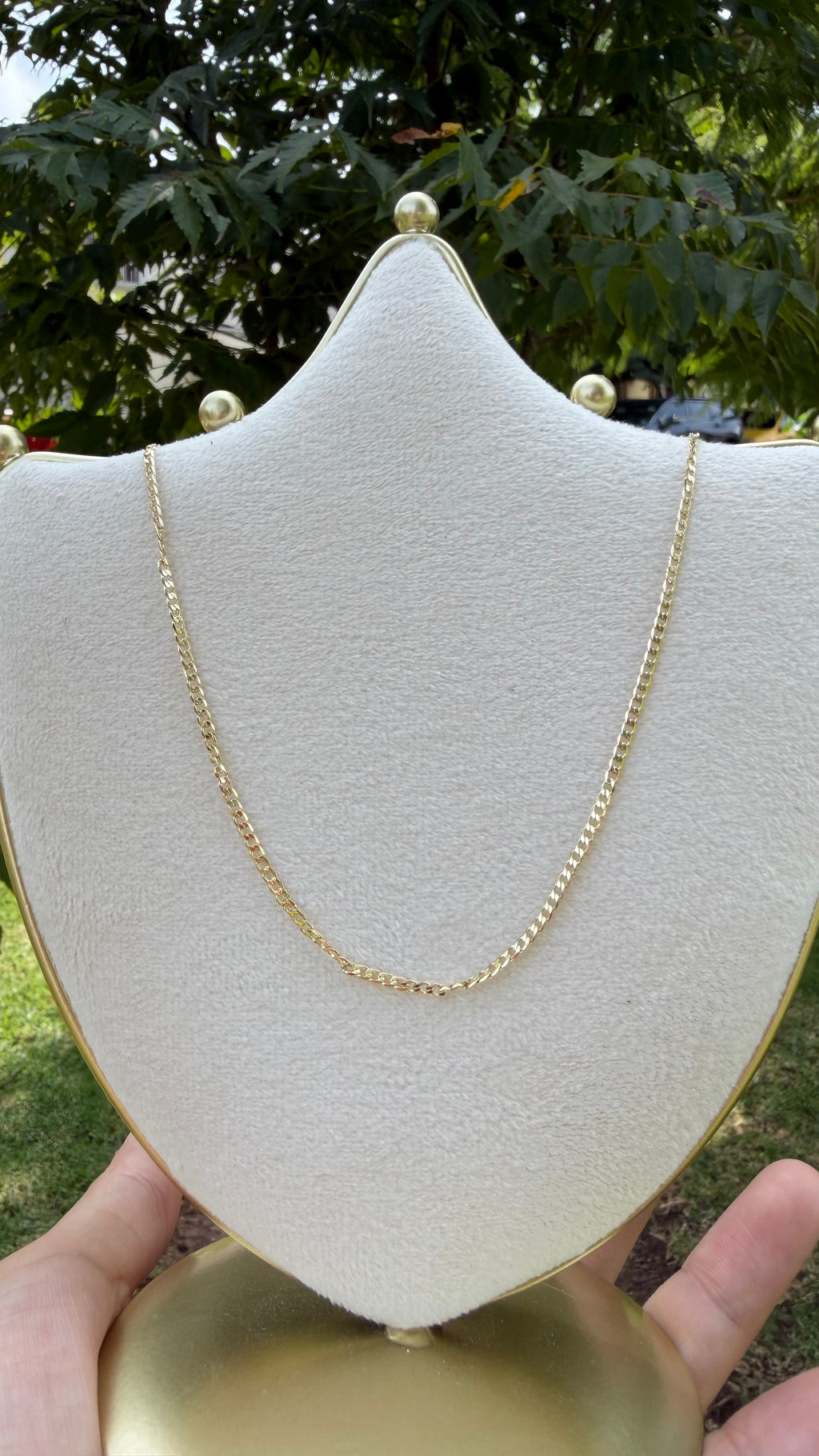 Cadena plana 45 cm. Laminado en oro 14k