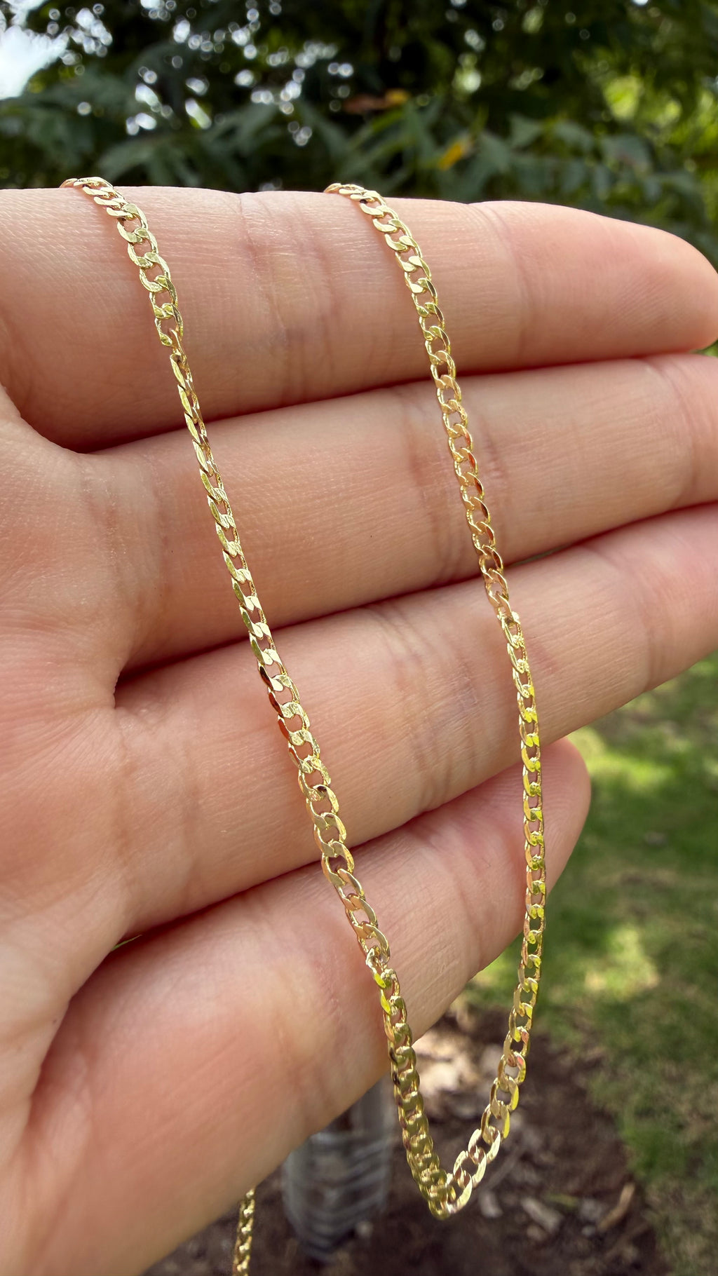 Cadena plana 45 cm. Laminado en oro 14k