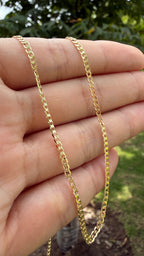 Cadena plana 45 cm. Laminado en oro 14k