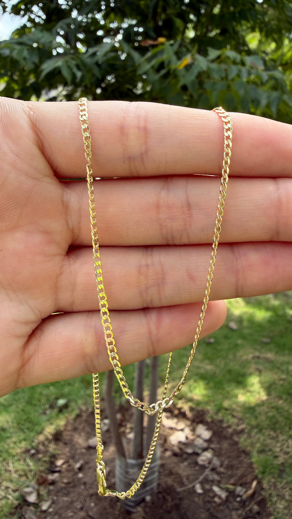 Cadena plana 45 cm. Laminado en oro 14k