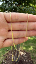 Cadena plana 45 cm. Laminado en oro 14k