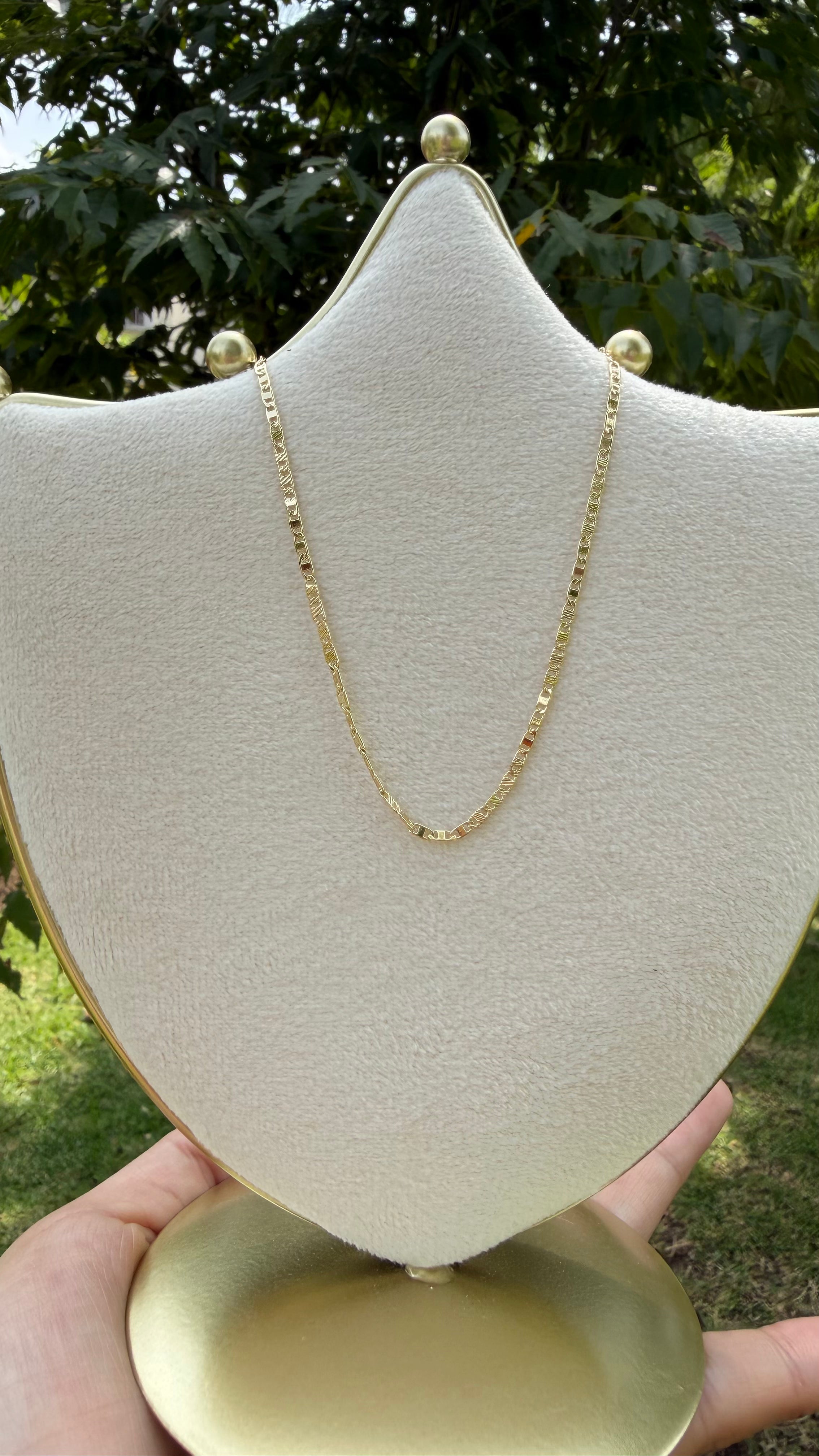 Cadena eslabón pequeño 45 cm. Laminado en oro 14k