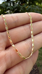 Cadena rectángulos 45 cm. Laminado en oro 14k