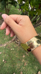 Brazalete chunky ondas. Laminado en oro 14k